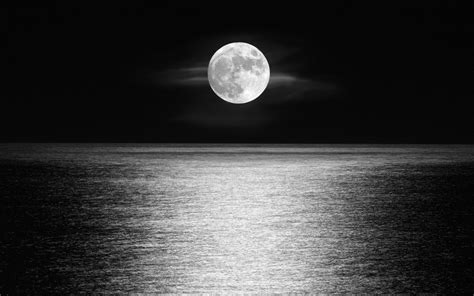 Download 3840x2400 Wallpaper Moon Sea Sky Monochrome