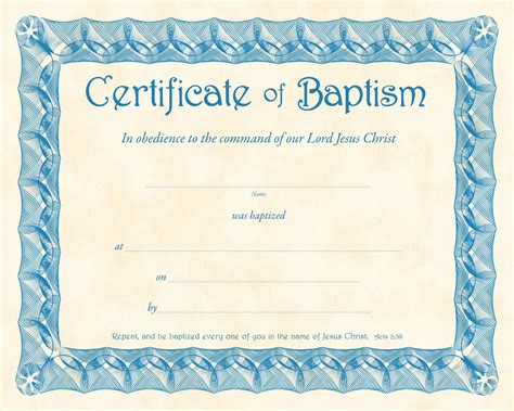 Printable Certificate Of Baptism