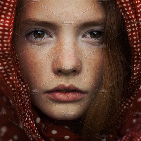 Portrait Of A Girl With Freckles By Aleshyn Andrei On Creativemarket