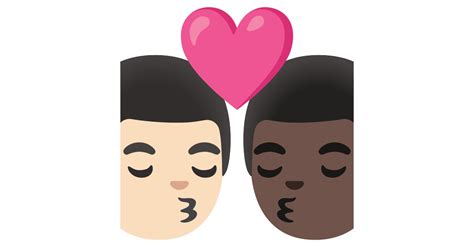 👨🏻‍ ️‍💋‍👨🏿 Beijo Homem Homem Pele Clara E Pele Escura Emoji