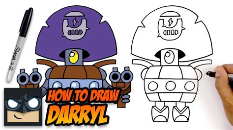How to draw bea | brawl stars super easy drawing tutorial with a coloring page. How to Draw Brawl Stars | Darryl | Step-by-Step for ...