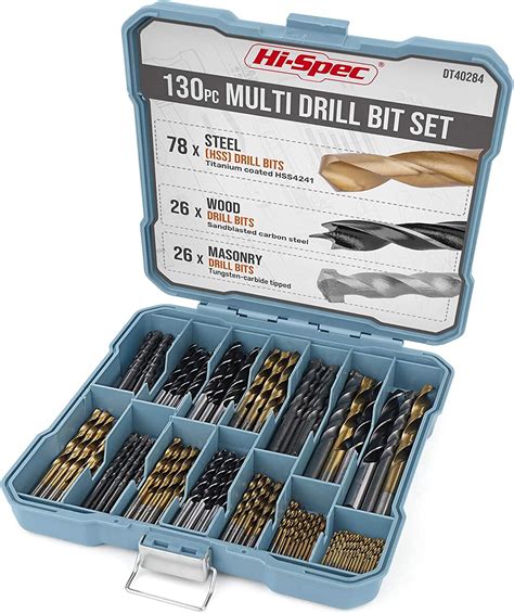 Buy Hi Spec 130 Piece Multi Drill Bit Set 8 Sizes From 1mm To 10mm