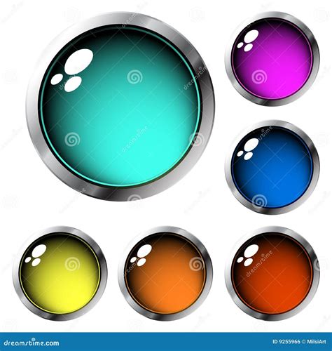 Glossy Buttons Stock Vector Illustration Of Chrome Illuminated 9255966