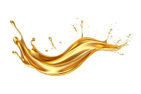 Luxury Sparkling Golden Splash Waves Isolated On A Transparent