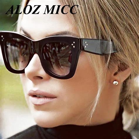 Aloz Micc Brand Women Vintage Rivet Sunglasses Brand Design Square Luxury Sun Glasses Men Big