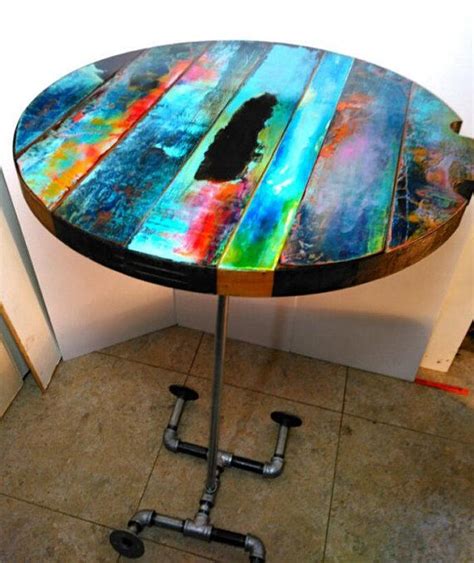 Funky Painted Round Table Top Colorful Round Wood Tables Table Tops