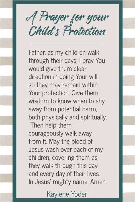 A Prayer For Your Childs Protection Kaylene Yoder Prayer For My