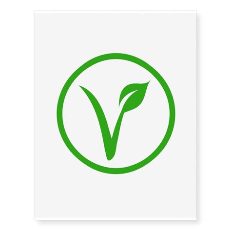 Universal Vegetarian Symbol The V Label Temporary Tattoos Vegan