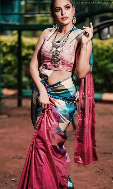 Nandita Swetha Tamil Actress Social Media 15 Hot Saree Navel Photo