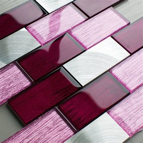 Portland Pink Glass Brick Tile Mosaic Village
