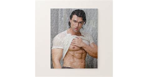 hot guy showers sexy muscle man hunk jigsaw puzzle zazzle
