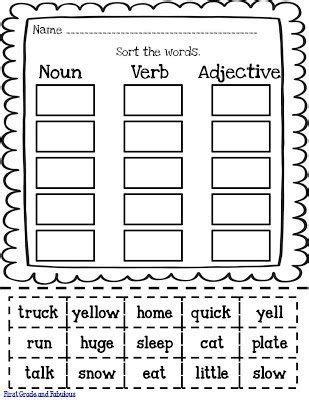 The nouns, adjectives and verbs worksheet was created to be an activity to get kids to practise. FREE Noun-Verb-Adjective Printable - Homeschool Giveaways
