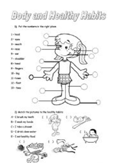 In this health worksheet, students study pictures of 12 different foods. body parts and healthy habits - ESL worksheet by noemi28