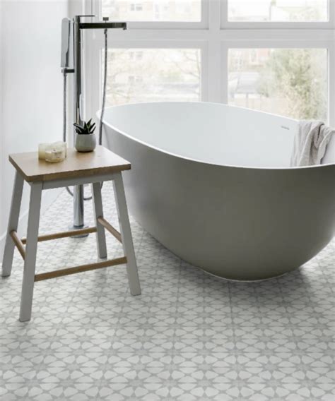 Capietra Atlas Soft Grey Encaustic Tiles Patterned Floor Tiles