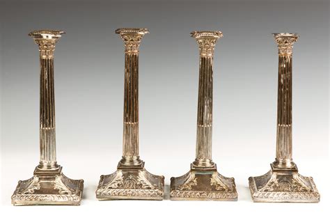 Set Of Four Sheffield Silver Plate Candlesticks Cottone Auctions