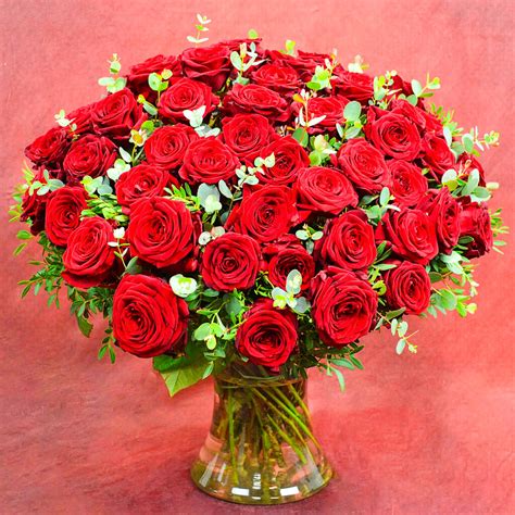 50 Red Roses Fresh Flower Bouquet Romantic T By Fleur De Luxe