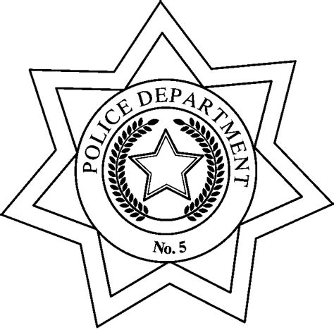 Printable Police Badge Template Sketch Coloring Page