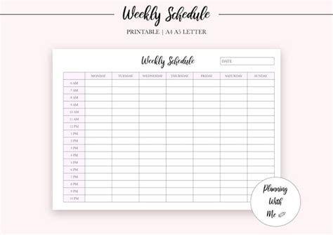 Printable Weekly Schedule Daily Schedule Planner To Do List Etsy Uk