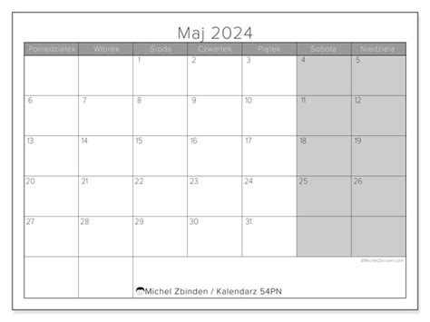 Kalendarz Maj 2024 54 Michel Zbinden Pl