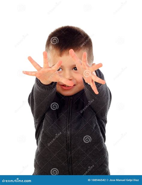 Beautiful Child Counting With His Fingers Stock Photo Image Of