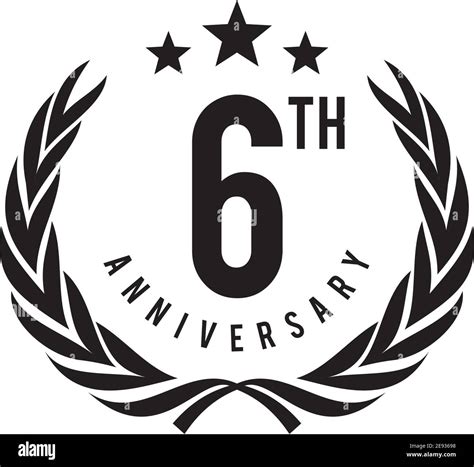 6th Year Celebration Anniversary Emblem Logo Design Vector Template