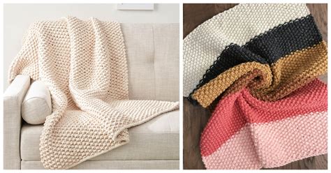Seed Stitch Blanket Throw Free Knitting Pattern