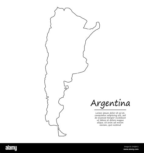 Simple Outline Map Of Argentina Vector Silhouette In Sketch Line Style