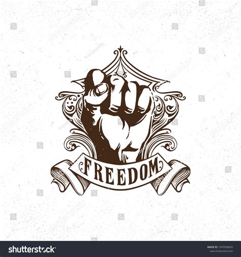 Propaganda Freedom Fist Badge Logo Protest 库存矢量图（免版税）1547958650