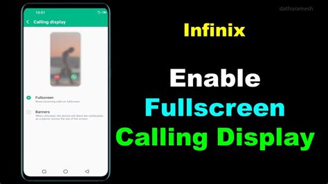 How To Enable Full Screen Calling Display In Infinix Hot 9 Pro Youtube