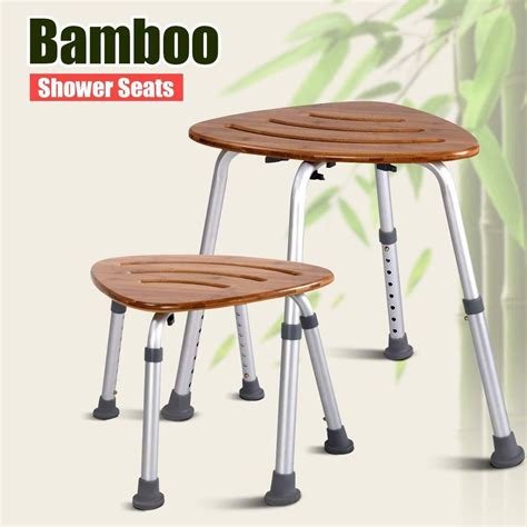 Bamboo Bath Seat Shower Chair Triangular Fanshaped Slip Resistant