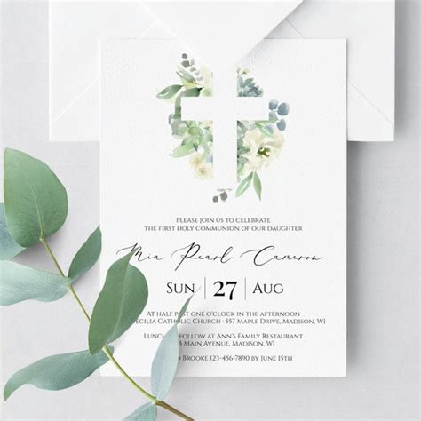 First Communion Invitation Template Boy Instant Download Etsy España