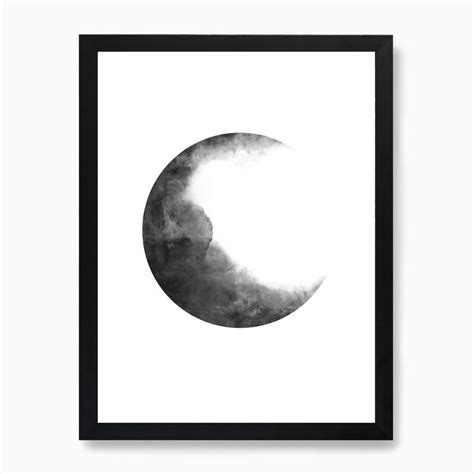 Single Black And White Moon Abstract Watercolour Digital Art Etsy Uk