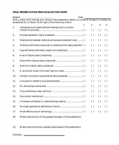 Free 7 Sample Oral Presentation Evaluation Forms In Pdf Ms Word