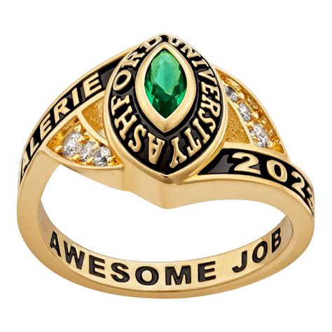 Ladies Class Ring In Gold Over Celebrium Marquise Birthstone