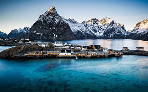 Norway Reine Sea Winter Town Mountains Hd Wallpaper Peakpx