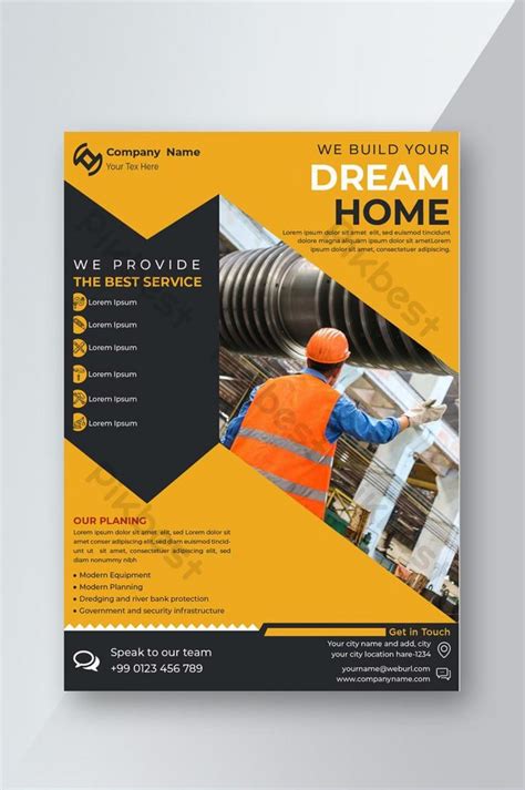 homebuilding  construction flyer vector template construction