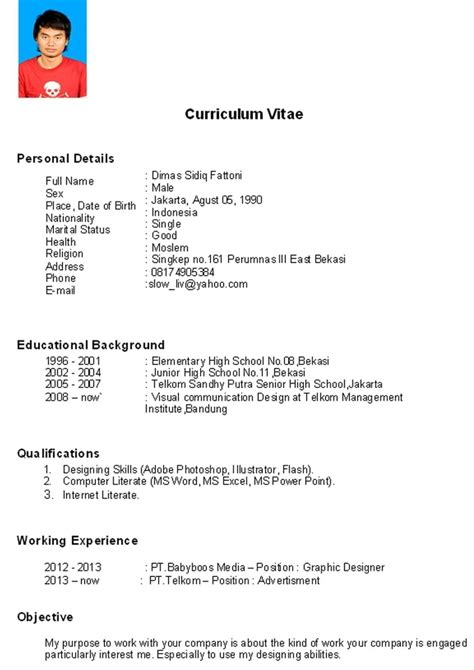 Contoh CV Untuk Pendaftaran Beasiswa Gawe CV