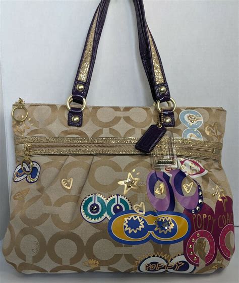 coach poppy signature glam tote handbag shoulder bag … gem