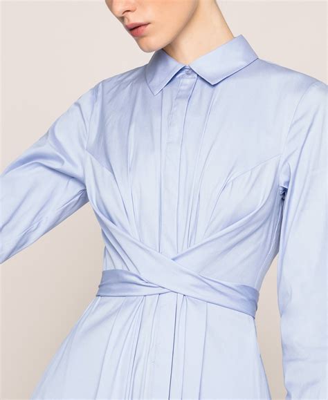 Résultat de recherche sur amazon.de pour: Robe chemisier longue en popeline Femme, Bleu | TWINSET Milano