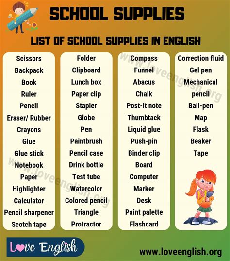 School Supplies 50 Essential School Things For Students Love English