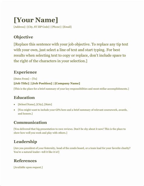 45 One Page Simple Resume Template Word Free That You Should Know