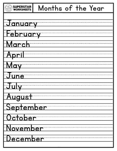 Free Printable Months Of The Year Worksheets Free Printable Templates