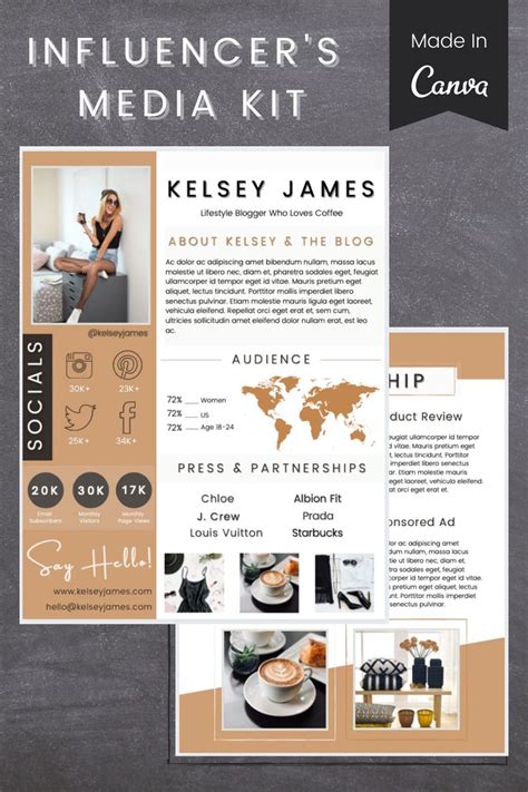 Influencer Media Kit Template Free Download Printable Templates