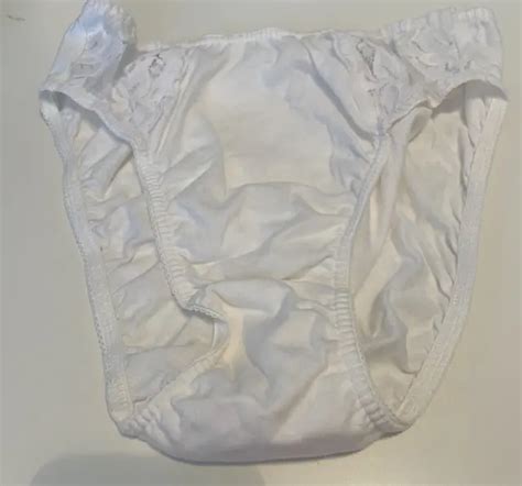vintage victoria s secret white cotton panties hi leg bikini brief lace size s 32 88 picclick