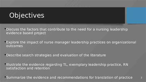 Development Of Exemplary Leadership In Nurse Managers An Evidence