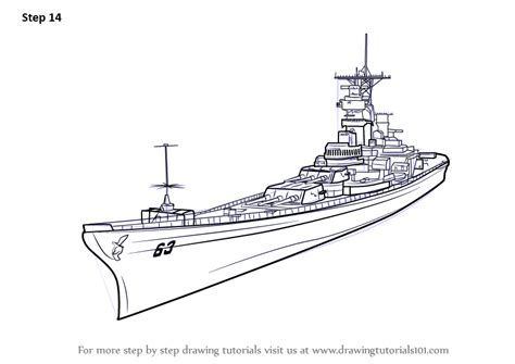 Learn How To Draw USS Missouri Aka Big Mo Battleships Step By Step