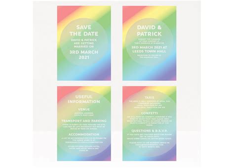 rainbow lgbtq personalised wedding invitation suite edit etsy