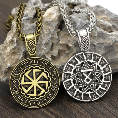 Wonderful Two Sided Talisman Amulets Viking Runes Slavic Kolovrat Star