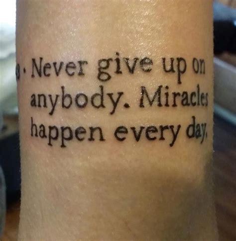 Tattoos are forever and that's exactly why most people think about the exact tattoo they want much before actually getting it inked. Forearm Never Give Up Tattoo On Hand