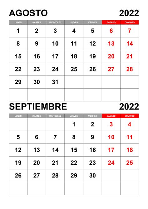 Calendario Agosto Septiembre 2022 Calendariossu